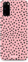 Samsung Galaxy S20 hoesje TPU Soft Case - Back Cover - POLKA / Stipjes / Stippen / Roze