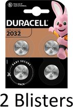 8 Stuks (2 Blisters a 4 st) Duracell 2032 Lithium-knoopcelbatterij