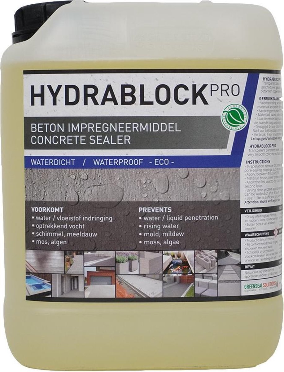 Hydrablock Pro - Beton impregneermiddel 5L - Beton waterdicht maken - Kelder waterdicht maken - Wateroverlast - Vochtige kelder - Optrekkend vocht - Beton