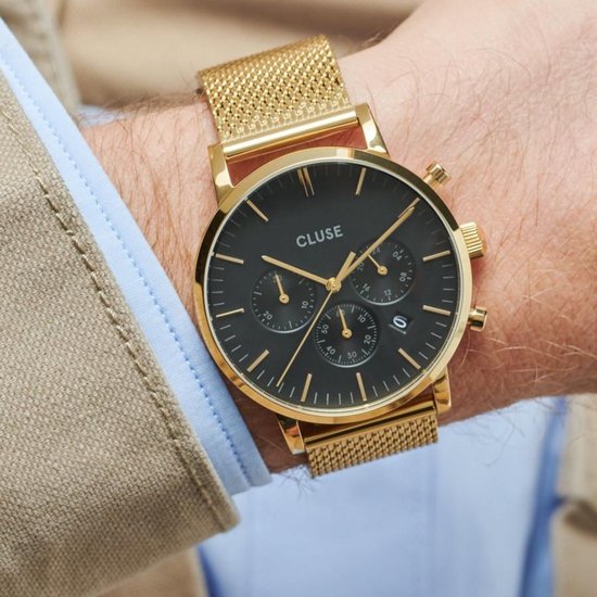 CLUSE Aravis Goudkleurig Chronograaf horloge - Goudkleurig | bol.com