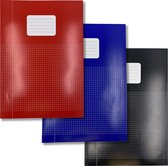 Cahiers DULA - Format A4 Diamant 5 mm - Rouge Blauw Zwart - Lot de 5 - Cahier scolaire quadrillé