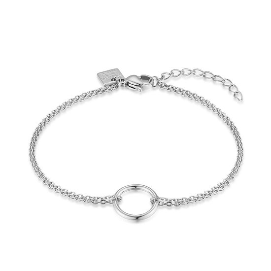 Bracelet Twice As Nice en acier inoxydable, double chaîne, cercle 16 cm + 3 cm