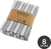 Tiseco Home Studio - Torchon de cuisine BASKET WEAVE - SET/8 - 100% coton - avec boucle de suspension - ultra absorbant - séchage rapide - matériau résistant - 50x70 cm - Gris
