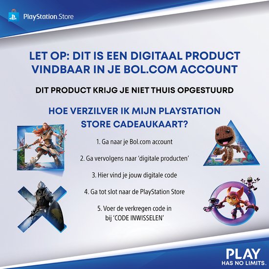 15 euro PlayStation Store tegoed - PSN Playstation Store Kaart (NL) - Sony digitaal