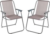 Sunnydays Picnic camping/strand stoel - 4x - aluminium - inklapbaar - beige - L53 x B55 x H75 cm