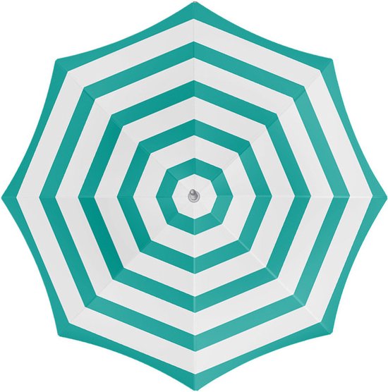 Parasol - vert/blanc - rayé - D180 cm - protection UV - sac de transport inclus