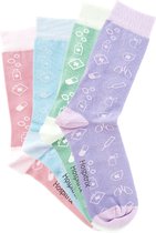 4 Stucks Dames Sokken Verpleegkundige Iconen Pastel Maat 37-41