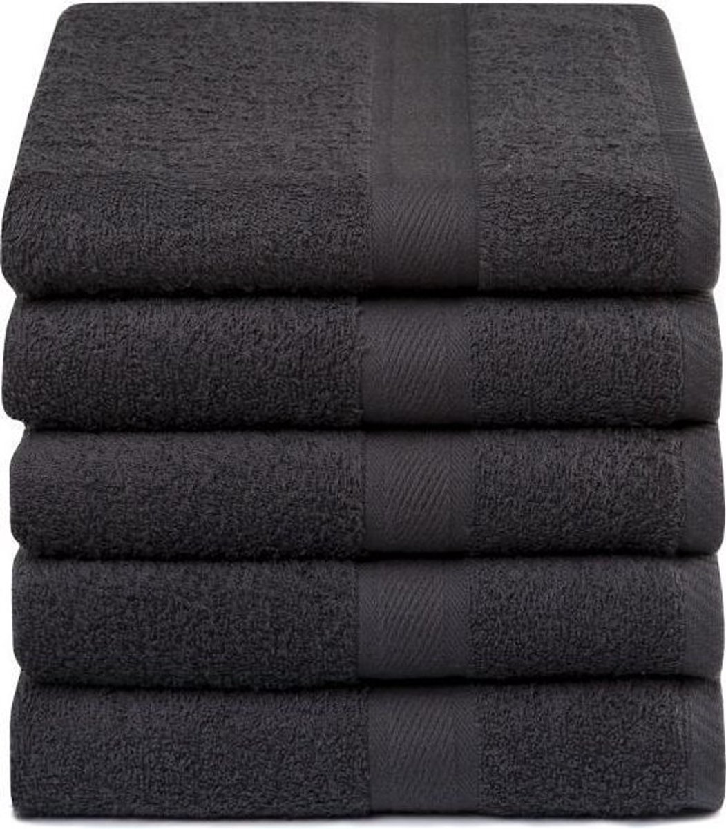 Lucca - baddoek - 5-pack - 50 x 100 - Antraciet