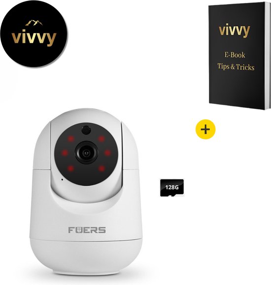 Vimtag Camera bewaking binnen, 4 MP huisdiercamera met app, 2,5k WLAN-camera voor binnen met 8 x digitale zoom, bewegingsmelder 360 graden, 2-weg audio, automatische tracking en alarm met