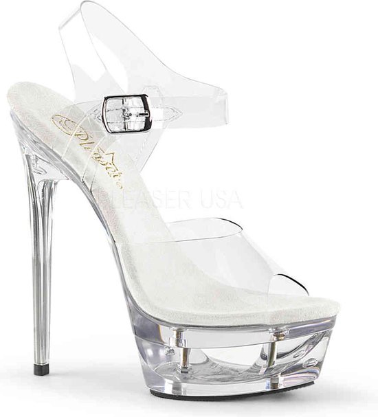 Pleaser Sandale à bride de cheville, Chaussures de pole dance -40 Chaussures- ECLIPSE-608 Chaussures de pole dance transparentes