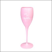 Luxe Champagneglas - Onbreekbaar - met tekst - pink / roze - Time for bubbles - Prosecco glazen
