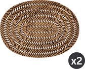 Placemat rattan, 30x40 cm, oval, SPIRAL, donkerbruin, SET/2