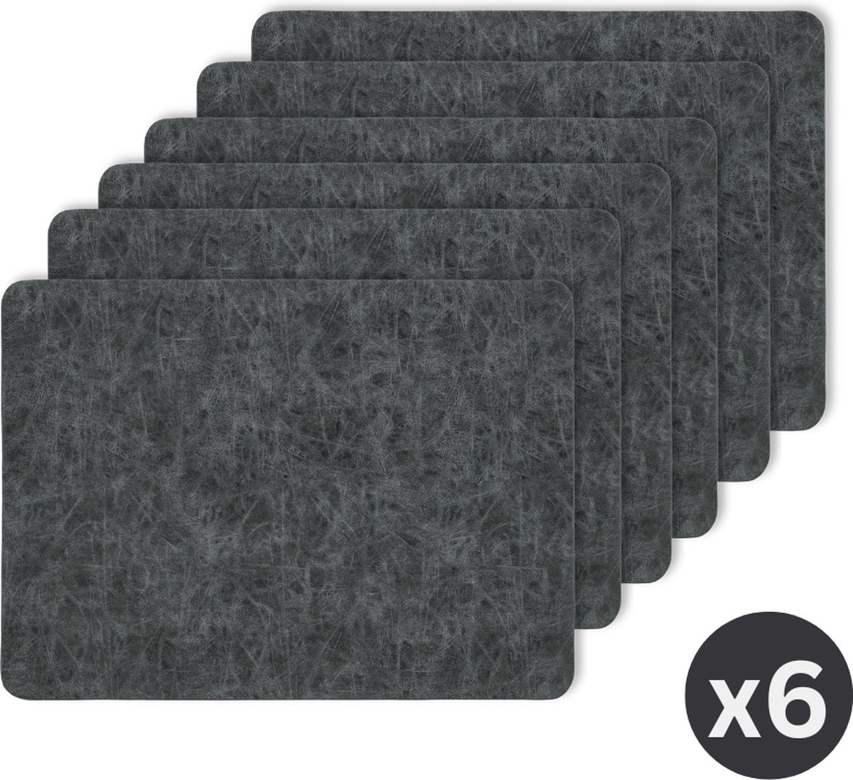 Placemat TRUMAN rechthoekig, SET/6, 33x45 cm, dubbelzijdig, zwart