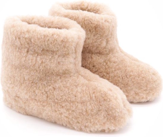 Texelse wollen sloffen hoog – Beige – Skéépe – dames en heren – 100% schapenwol – warme pantoffels – 39 / 40