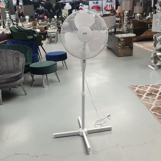Staande ventilator BAY FLY40C wit 125 cm hoog, 40 cm bladen, 3 snelheden, oscillerend statief