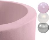 Misioo Ballenbak Rond 90x30 | Licht Roze incl. 150 ballen Pearl/Silver/Light Pink Pearl