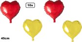 10x Folieballon Hart geel en rood (45 cm) - trouwen huwelijk bruid hartjes ballon feest festival liefde white