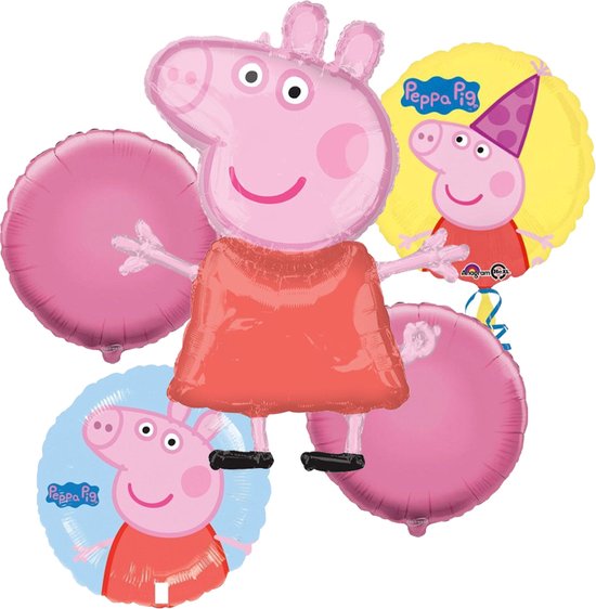 Peppa Pig – Ballon set – 5-Delig – Helium ballon – Folieballon - Versiering - Verjaardag.