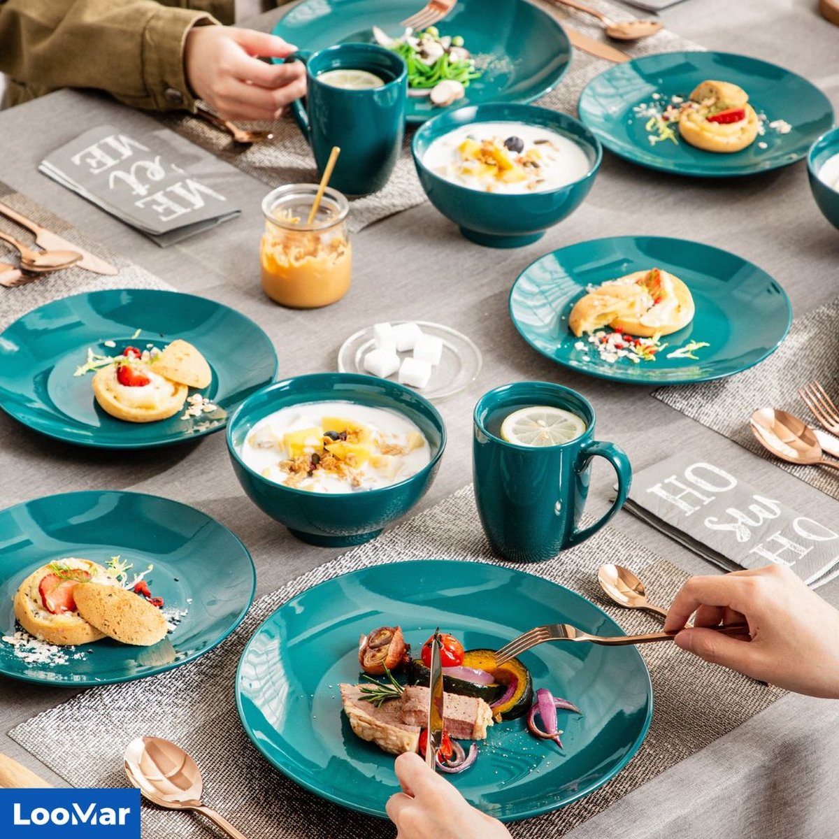 LooMar Luxe Plate Set - Bols - Service de bols - Assiettes creuses -  Assiettes à