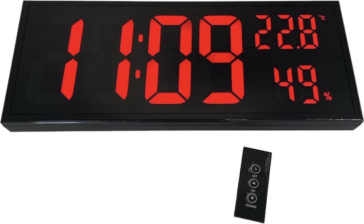 Horloge murale de bureau à écran LED extra grand, horloges à projection de  compteur de température