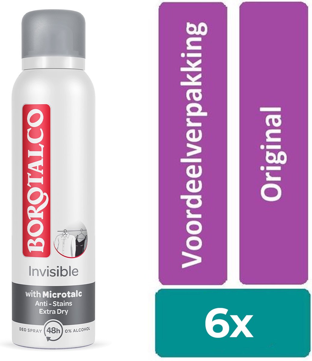 Borotalco Invisible spray - 6 stuks - voordeelverpakking