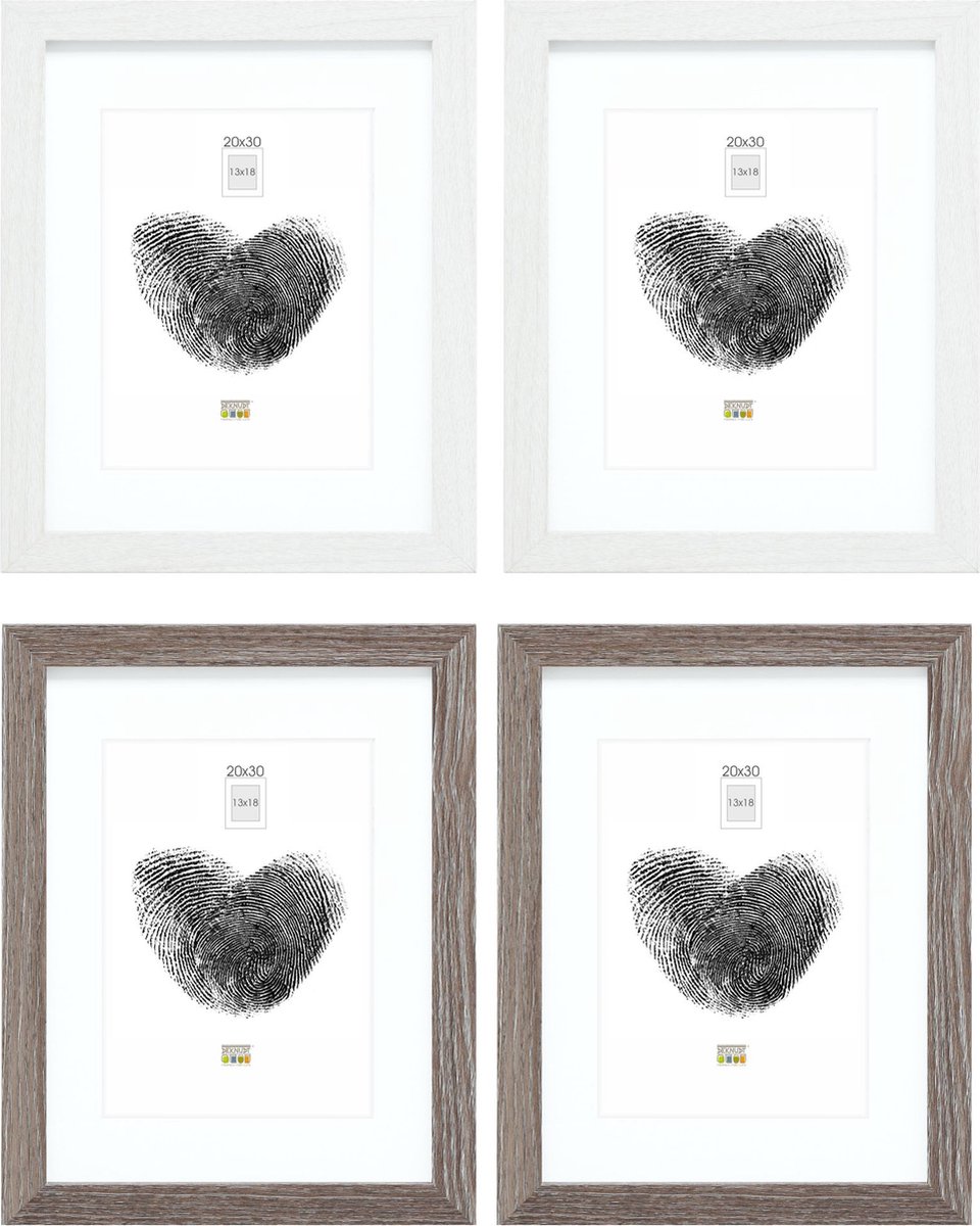 Deknudt Frames fotowand S66KMP 13 - 4 fotokaders - foto 13x18/20x30 cm wit