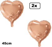 2x Ballon aluminium Coeur or rose (45 cm) - mariage mariage mariée coeurs ballon fête festival amour blanc