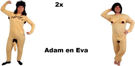 2x Naakt kostuum Adam zoekt Eva mt.M-L - Man en vrouw naakt - festival  thema feest... | bol.com