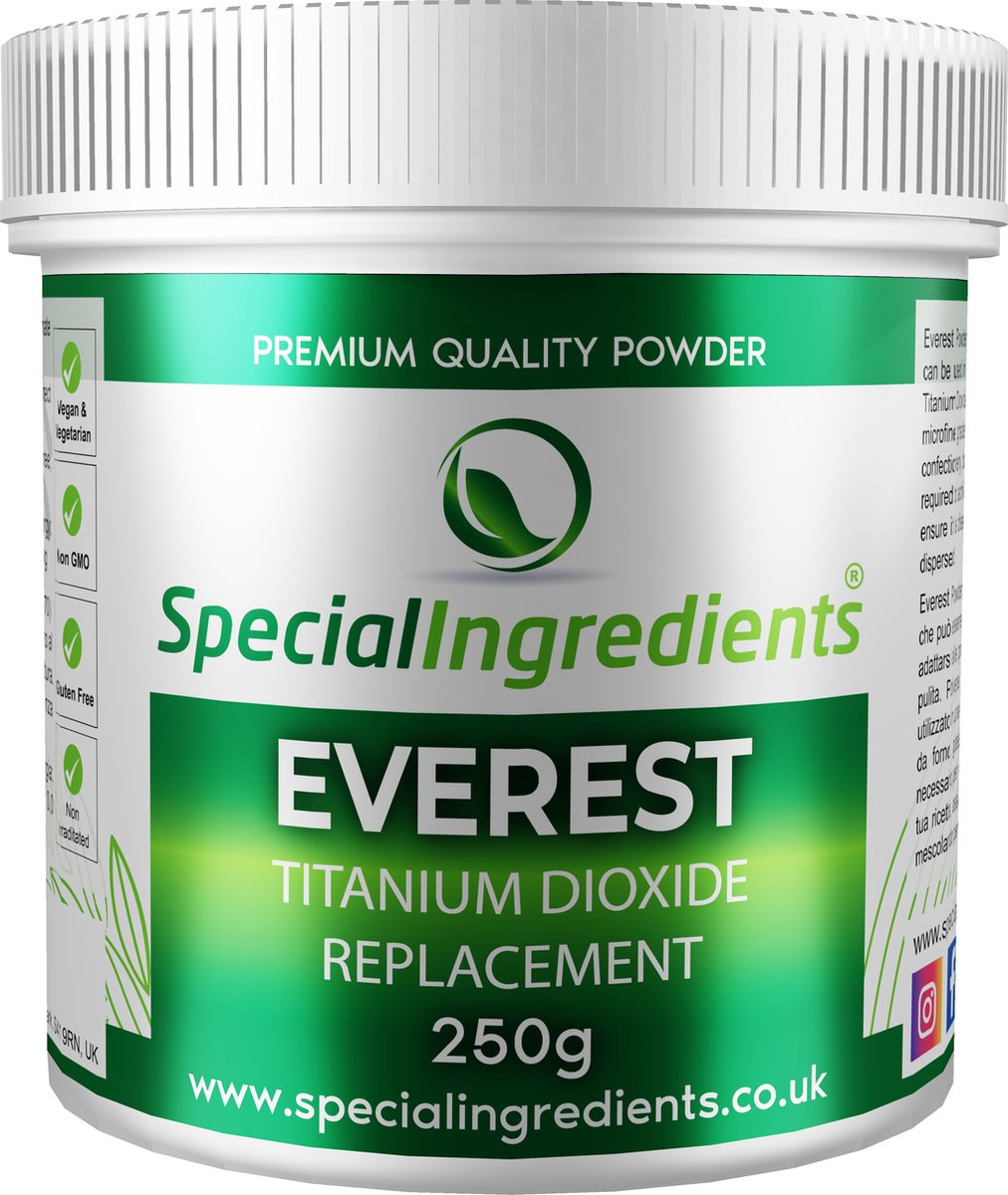 Everest Powder - 250 g - Alternatief voor Titaniumdioxide - Witmaker - Moderne Gastronomie - Moleculair Koken - Hersluitbare Pot - Recycled Plastic