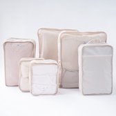 Cubes d'emballage - Ensemble organisateur de valise - Compression de cubes d'emballage - Organisateur de vêtements - Premium - Cube de compression - Organisateur de voyage - 6 pièces - Beige