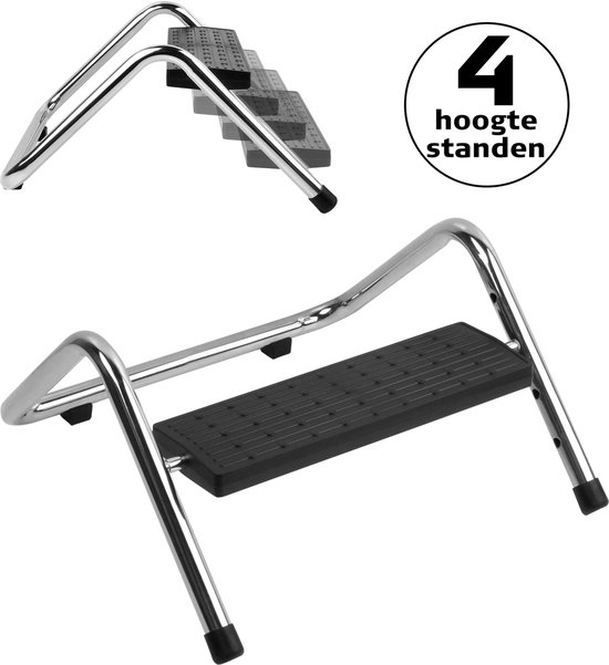 DESQ Voetensteun | 4 Hoogte Standen | Metalen Frame | Zwart