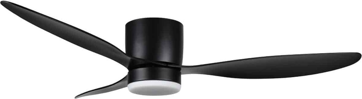 Stille plafondventilator met lamp | Brezza | Zwart | Ø 132 cm | Afstandsbediening | Woonkamer / Slaapkamer | Modern design