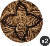 Placemat rattan, rond, dia 36 cm, donkerbruin, SET/2 - FLOWERS