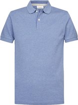 Profuomo - Polo Blauw Melange - Modern-fit - Heren Poloshirt Maat XL