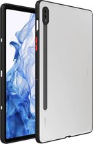 Hoes Matte Back Cover Transparant/Zwart Geschikt voor Samsung Galaxy Tab S7