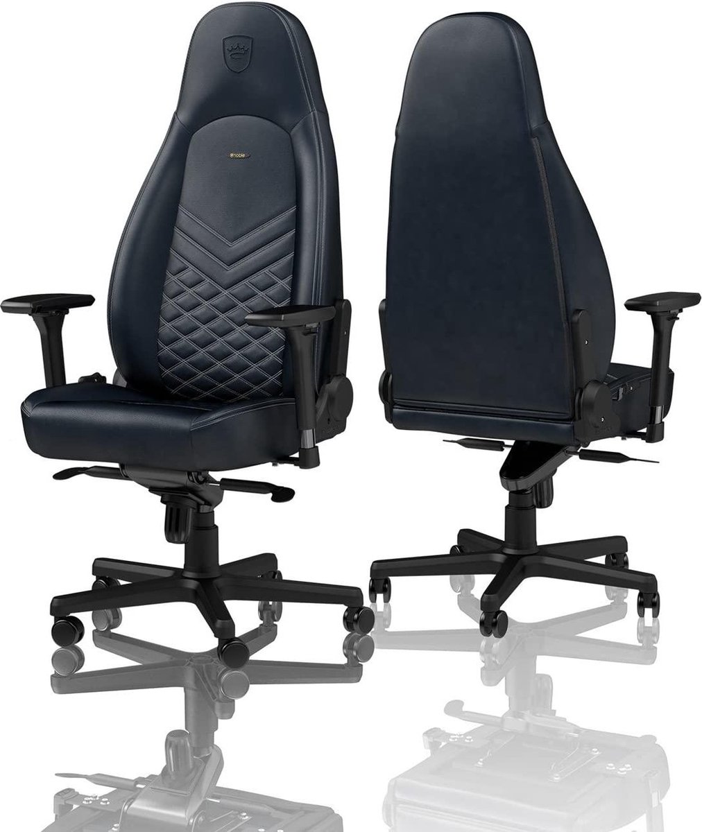 Noblechairs Icon Real leather gamestoel blauw/grijs – foto 4