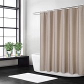 rideau de douche en tissu épais aspect lin 240 g/m² avec crochets, hôtel de luxe, lavable, taupe, 180 x 210 cm