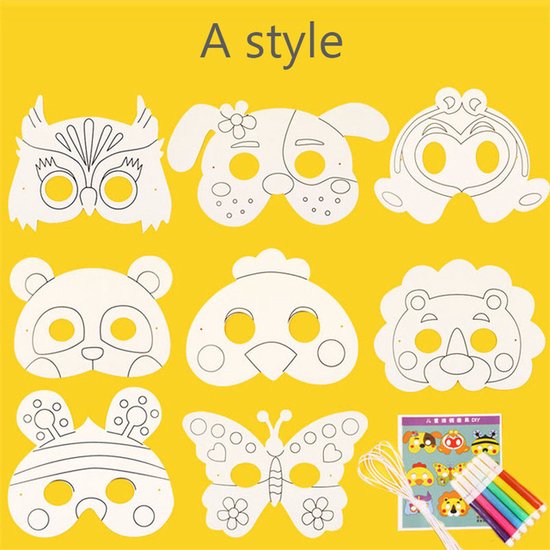 8 Masques De Dessins Animés - Déguisements Enfants Pour Jeux De Rôles Et Fêtes