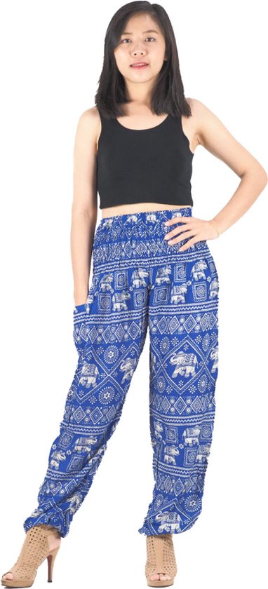 Sarouel - Pantalon de yoga - Pantalon d'été M; taille 38, 40 et 42 Bleu éléphant