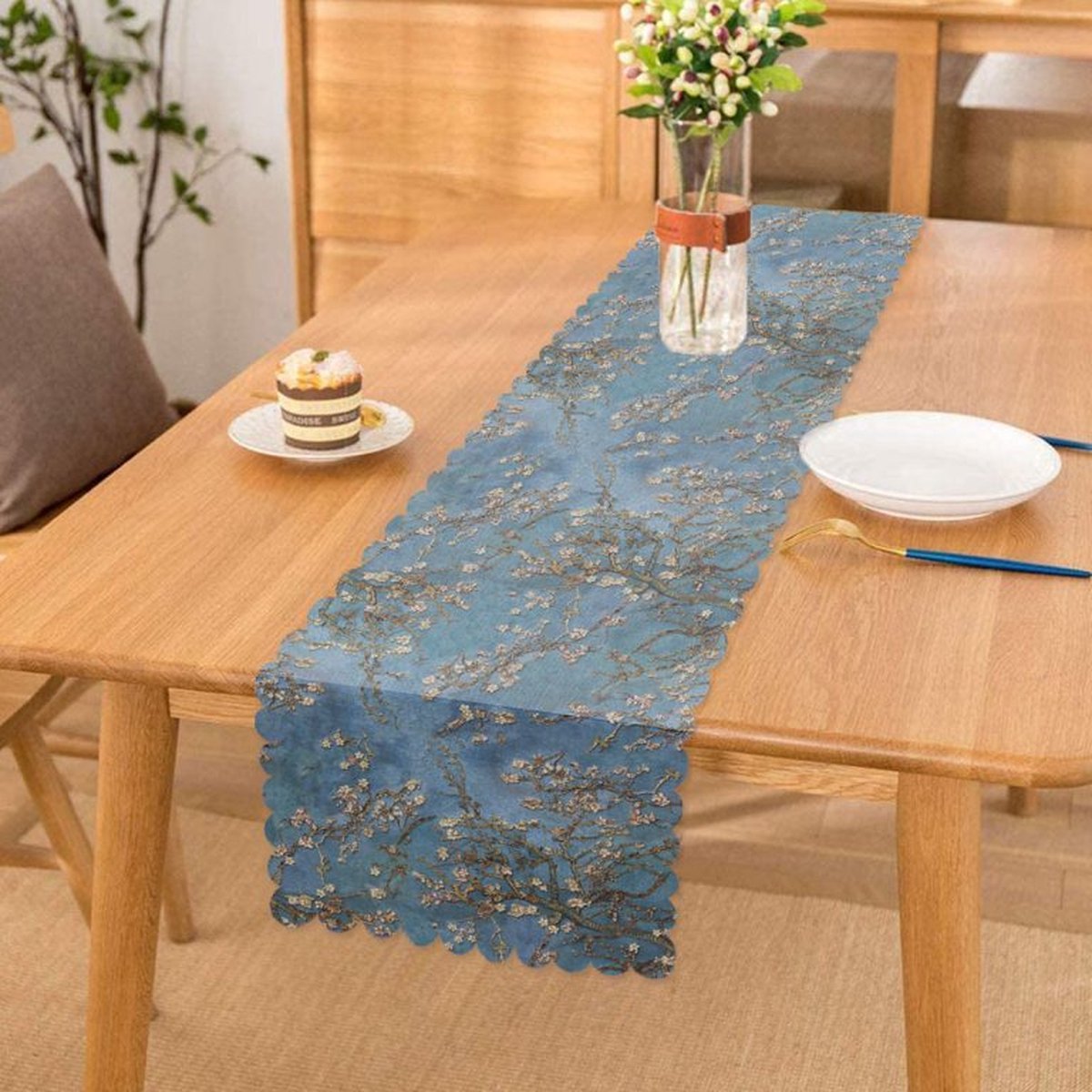 Velvet Tafelloper Textiel - Runner 45x220 - Amandelbloesem - Tafelkleed - Kleed - Tafelkleden - Tafellaken