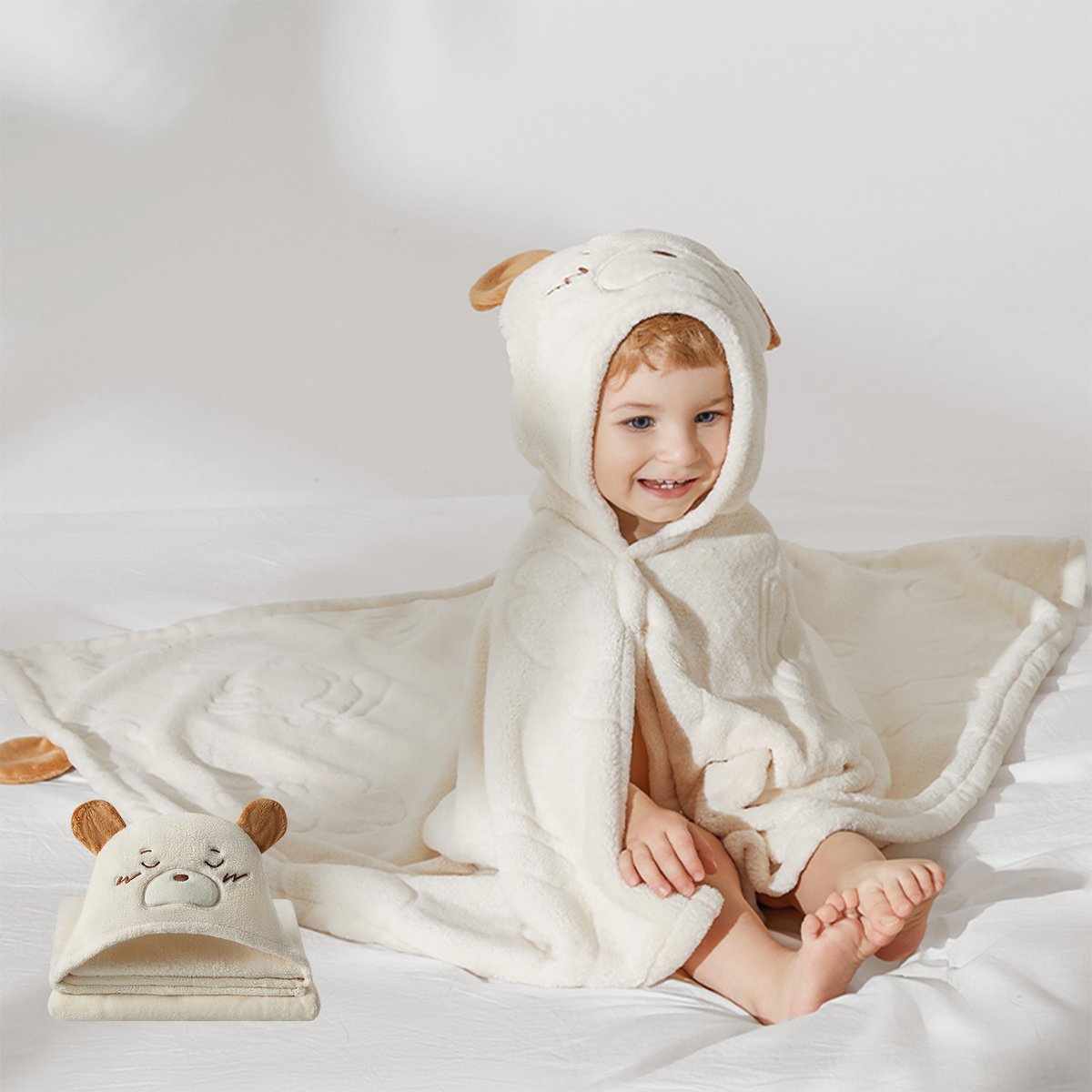 BC Babycare Baby Badjas - Zachte Super Warme Fleece Badhanddoeken Huidvriendelijk & Snel Droog - Schattige Animais Baby Handdoeken Gifts - Grote Maat 105x105cm