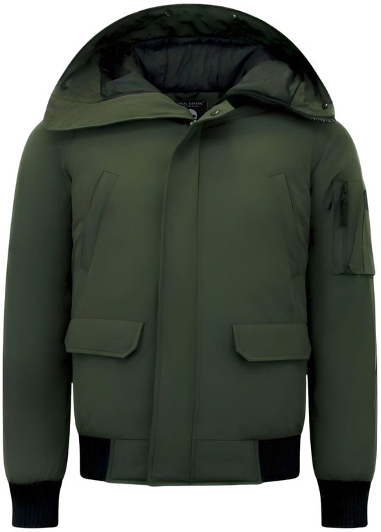 Veste Hiver Homme Courte avec Capuche - 8821 - Vert