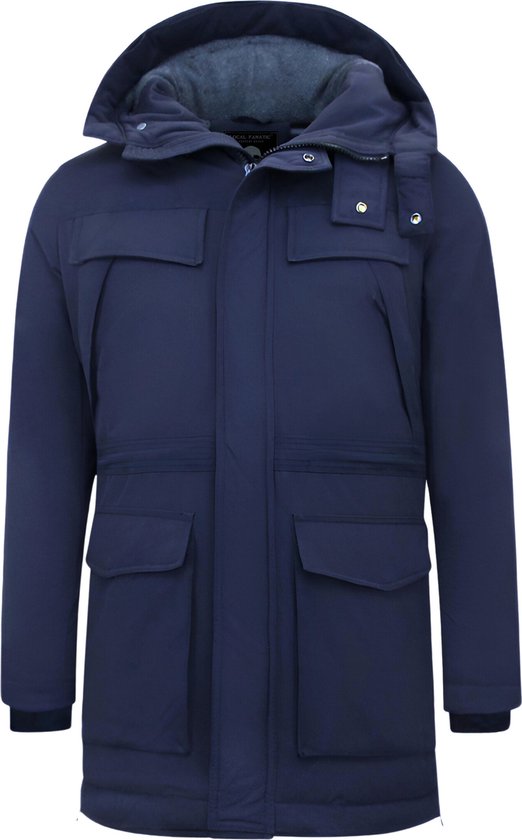 Winterjassen Heren Lang - Parka Heren Winterjas - 891 - Blauwe Jas