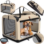 LOVPET® reisBench Hondenbench hondenbox honden transportbox opvouwbaar incl. transportzak hondenbak transportbox voor huisdieren, honden en katten transportbox - XXL, Beige
