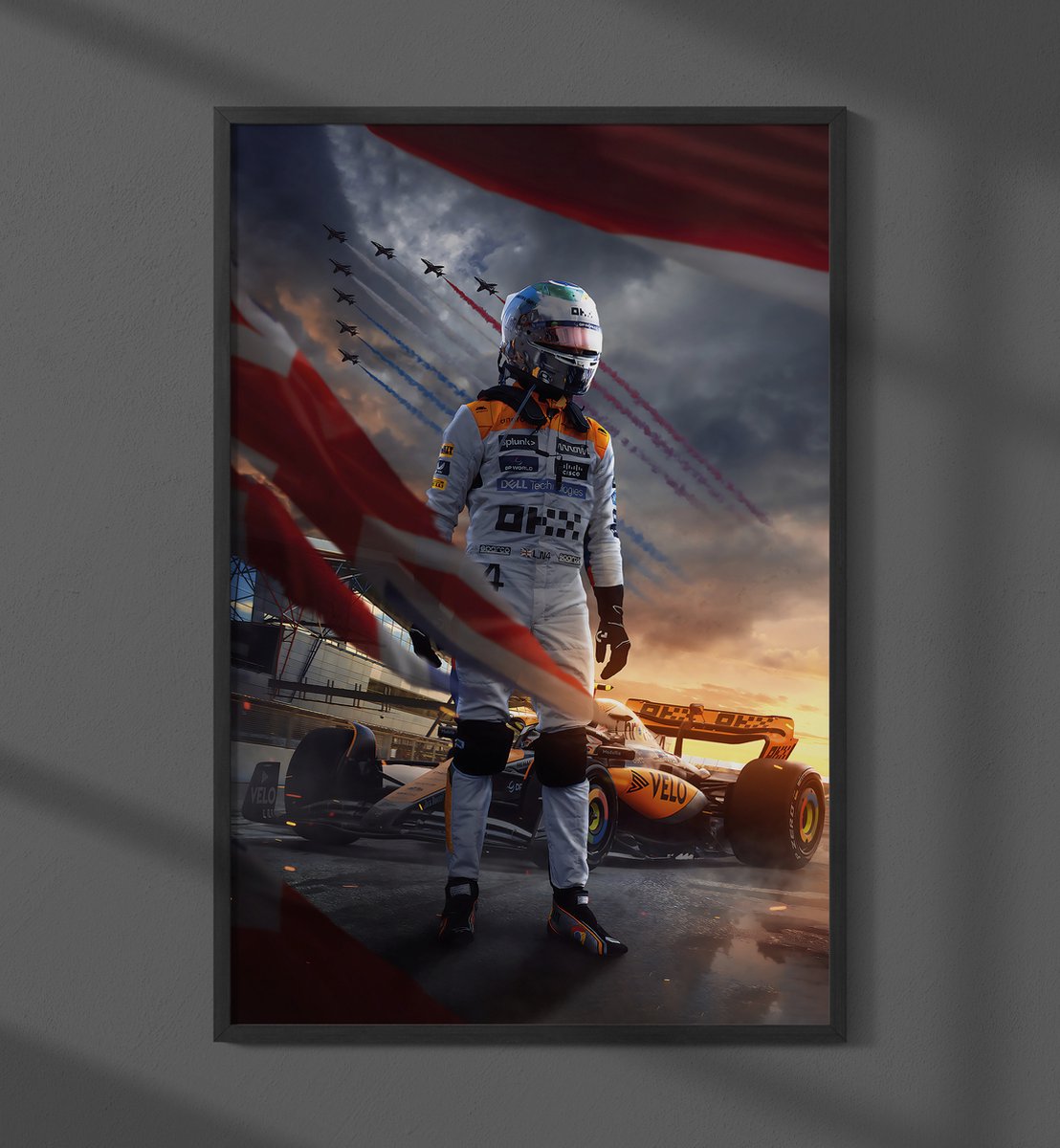 Lando Norris Britain GP Formule 1 Poster - Formaat 70x50 cm