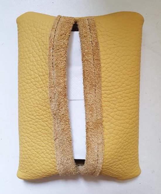 Toetie & Zo Porte-mouchoirs en cuir fait main jaune, boîte à mouchoirs