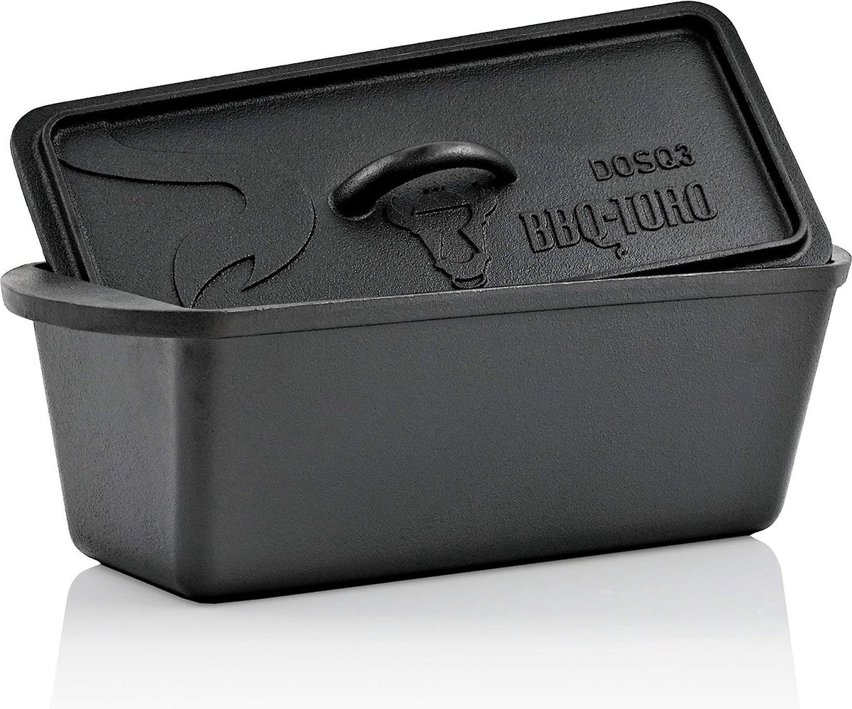 DOSQ3 Dutch Oven, broodbakpan en braadpan, gietijzer, 3,0 liter, al ingebrand, met deksel