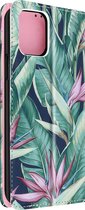 Hoes geschitk Geschikt voor Apple iPhone 12 Mini Kaarthouder Stand Functie Groen bloemenpatroon