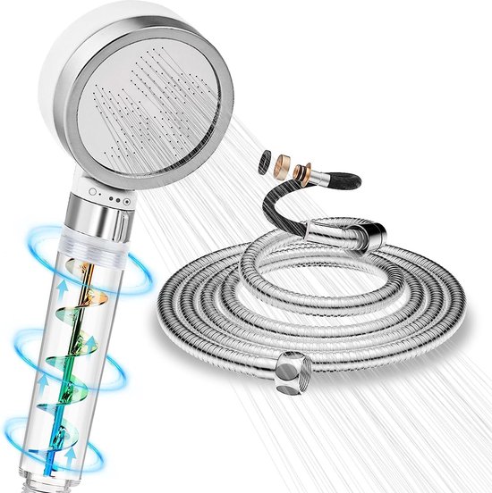 Douchekop met filter met slang, 2 m, hogedrukregendouche, douchekoppen