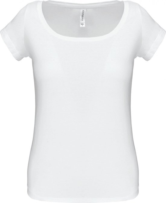 T-shirt Dames XL Kariban Boothals Korte mouw White 90% Katoen, 10% Viscose
